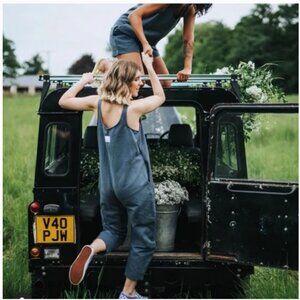 Stalf Cocoon Heavyweight Linen Cotton Relaxed Sleeveless Jumpsuit Cropped 6/8